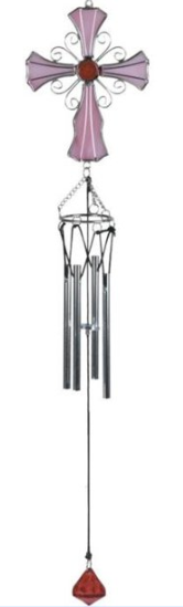 18" PINK CROSS CHIME